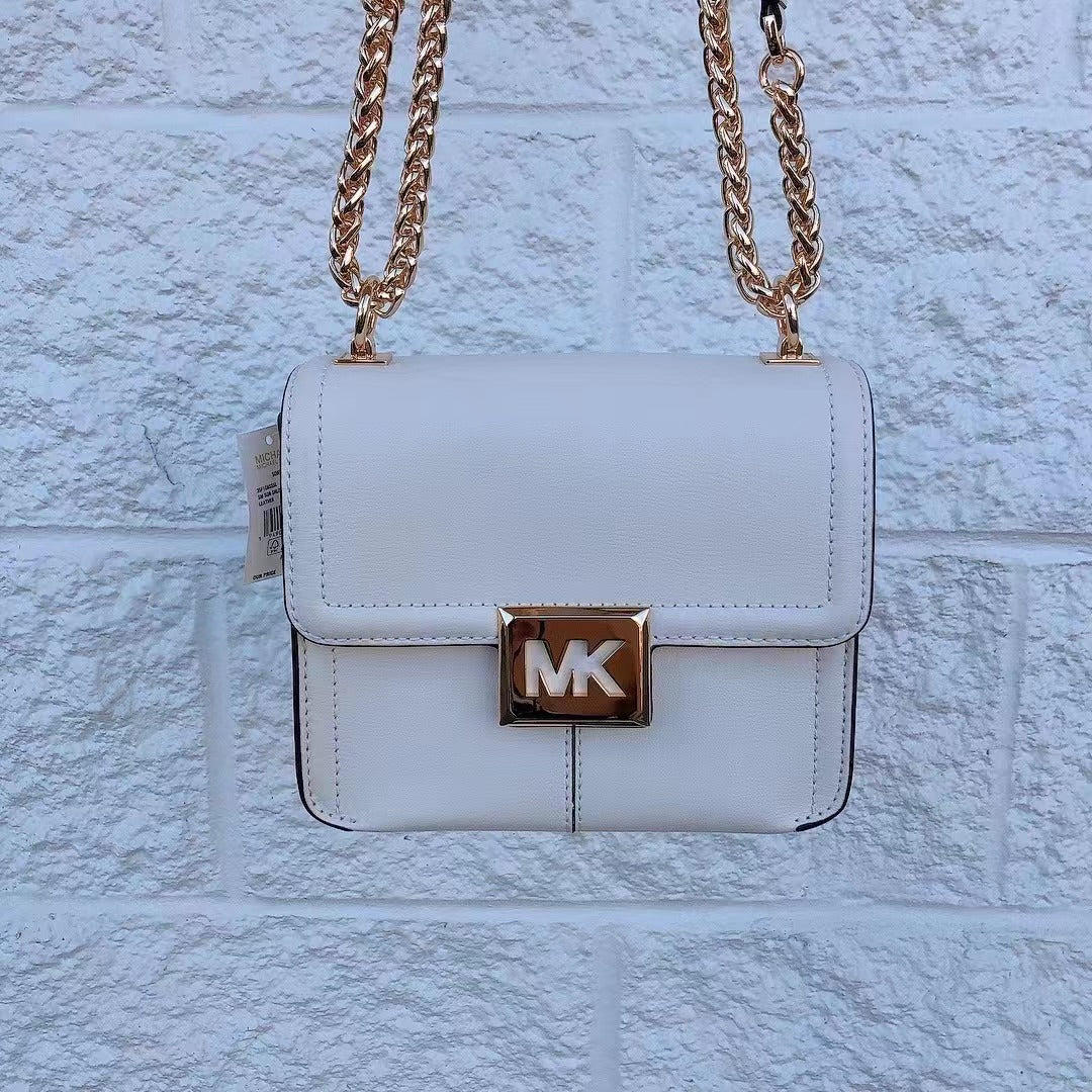 MICHAEL KORS 35F1G6SS5L Sonia Small Leather Shoulder Bag In Optic White MICHAEL KORS 35F1G6SS5L Sonia Small Leather Shoulder Bag In Optic White